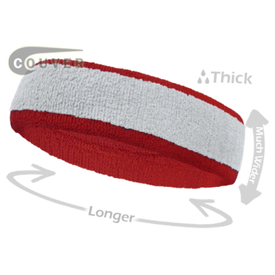 White with Red Large  Basketball Head Sweatband 3 PIECES