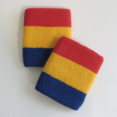 Red golden yellow blue tricolor stripe wristband wholesale