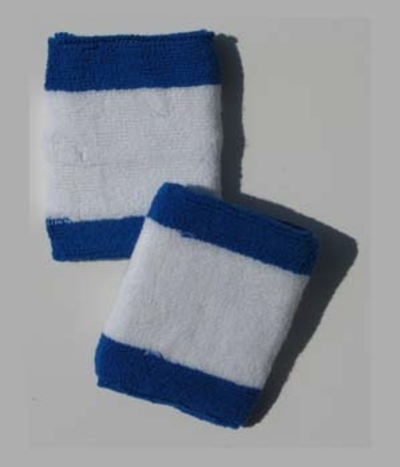 Blue_White 2 color Sport Sweat Wrist bands Wholesale [6 pairs]