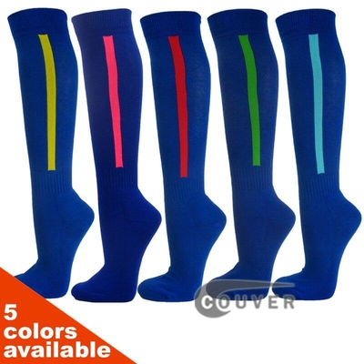 Premium Blue Baseball Softball Knee High Socks with Vertical Stripe