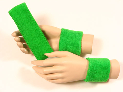 Bright green sports headband Bright green wristbands set [3sets]