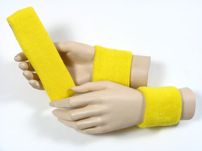 Bright yellow sports headband Bright yellow wristbands set [3set