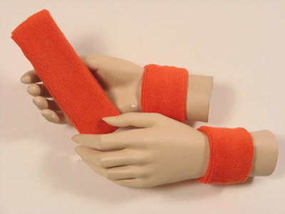 Dark orange sports headband Dark orange wristbands set [3sets]