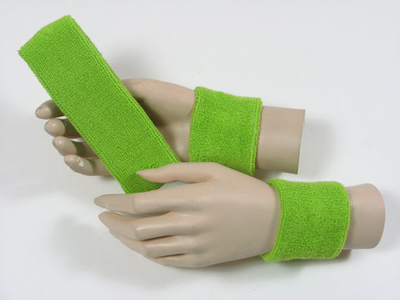 Lime green sports headband Lime green sweat wristbands set [3set