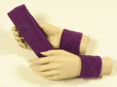Purple sports headband Purple sweat wristbands set [3sets]