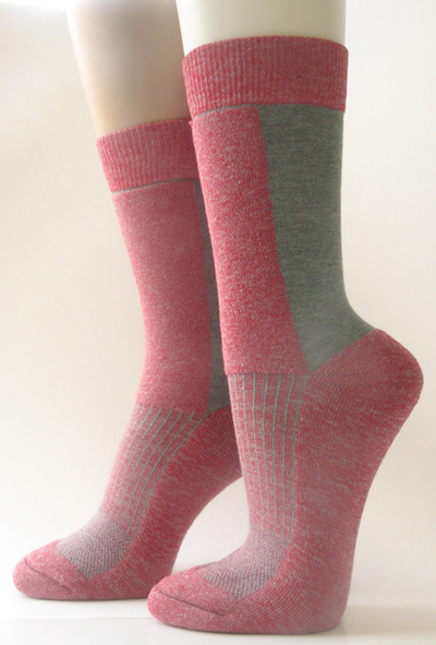 Pink Quality Hiking Socks Mid Calf Cushion Sole [1pair]