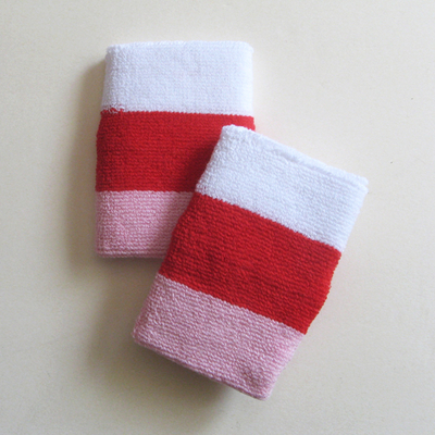 White red light pink 3color striped wrist sweatband
