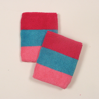 Hot pink sky blue pink striped sweatbands for wrist