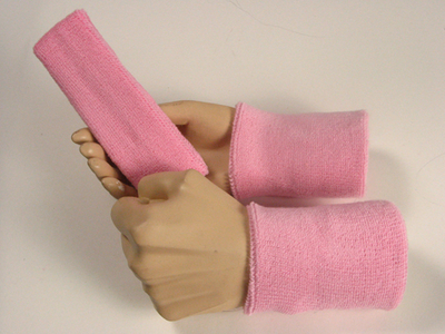 Light pink headband and mens light pink wristband sweatbands set