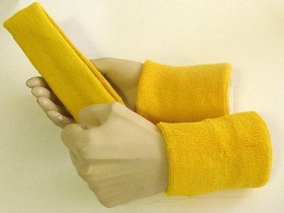 Yellow headband mens yellow wristband sweatbands set