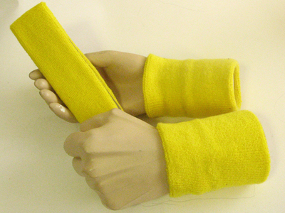 Bright yellow headband mens bright yellow sweat wristbands set