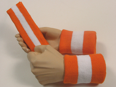 light orange white light orange striped sweatbands set