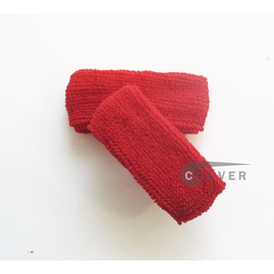 Red 1inch thin cotton terry wrist sweatbands, 3 Pairs