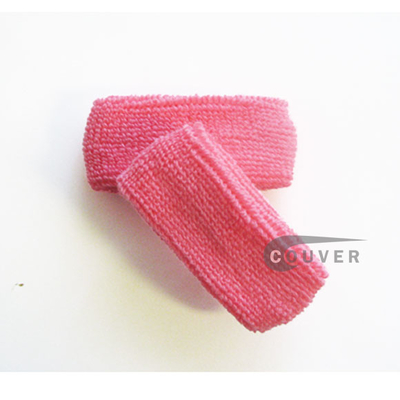 Pink 1inch thin cotton terry wrist sweatbands, 3 Pairs