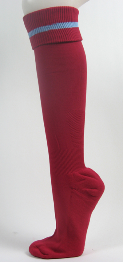 Cardinal soccer knee socks with light sky blue stripe [3Pairs]