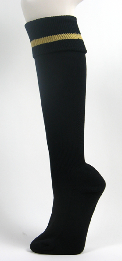 Black soccer knee socks with Vegas gold stripe  [3Pairs]