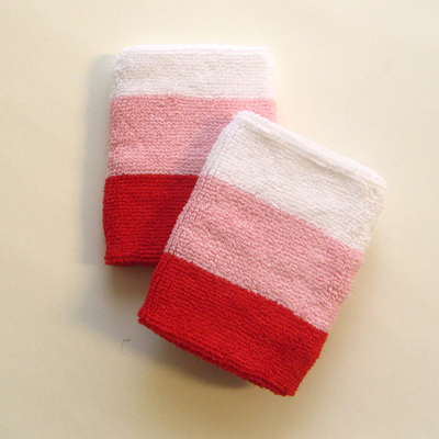 White light pink red 3color striped wrist sweatbands [6pairs]
