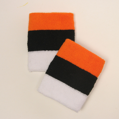 Orange black white 3color stripe wrist sweatbands wholesale