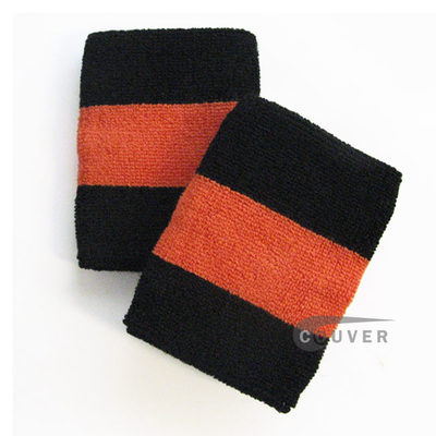 Black dark orange black 2color sweat wristbands wholesale