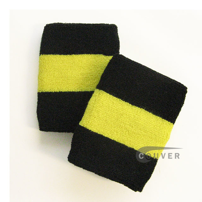 Black bright yellow black 2color sweat wristbands wholesale