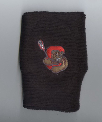 Black custom wrist sweatband with logo embroidery