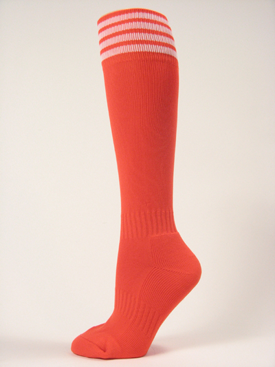 COUVER Orange with 4 white stripes youth football/sports high socks