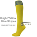 COUVER Bright Yellow Nylon 4-Striped Youth Football Knee Socks(3 Pairs)