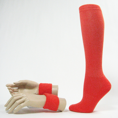 Orange 2.5in wrist sweatbands Orange youth sports knee socks set