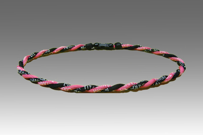 Dark Pink Black Titanium Germanium Double Power Necklace
