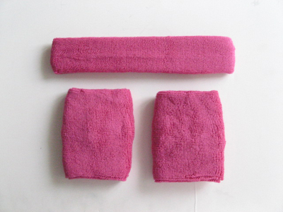 Hot Pink Sweatbands Set (1piece Headband and 1pair Wristbands)