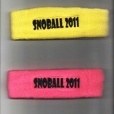 Custom Bright Yellow& Pink head Sweatband Black logo embroidery