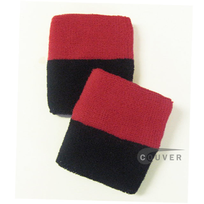 Dark Red Black 2Color Wrist Sweatbands Wholesale [6pairs]