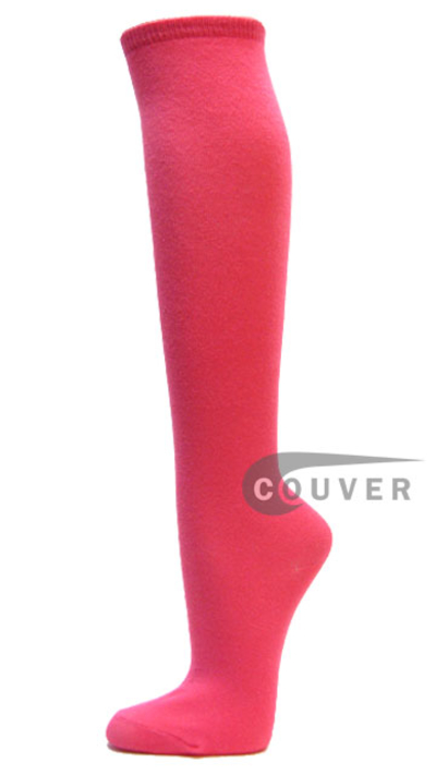Bright Pink Cotton Fashion Knee High Sock from Couver 6PAIRS