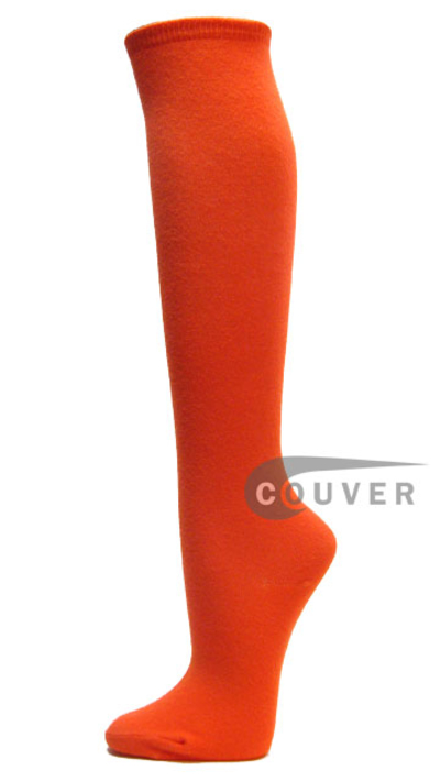 Dark Orange Cotton Fashion/Casual Knee High Socks from Couver 6PAIRS
