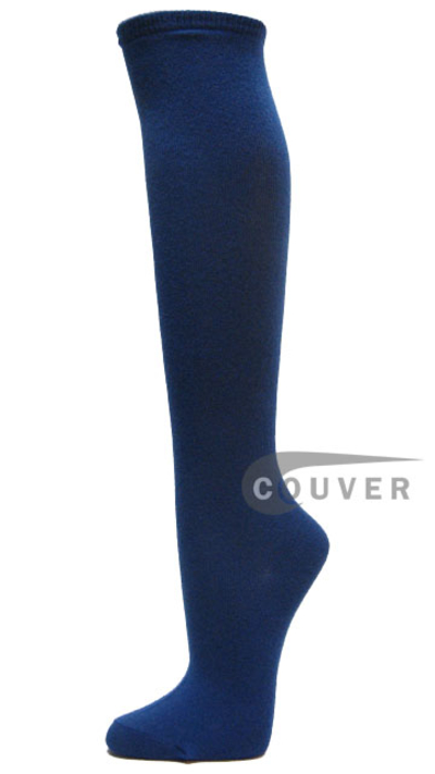 Blue Cotton Fashion/Casual Knee High Socks from Couver 6PAIRS