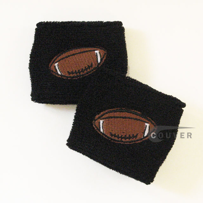 Football Black Wrist Sweatbands Wholesale [6pairs]