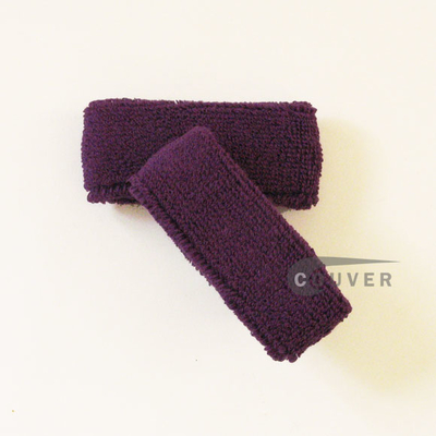 Purple 1inch thin cotton terry wrist sweatbands, 3 Pairs