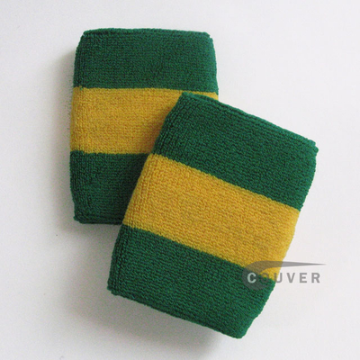 Green Yellow Green Striped Wrist Sweatbands Wholesale 6PAIRS