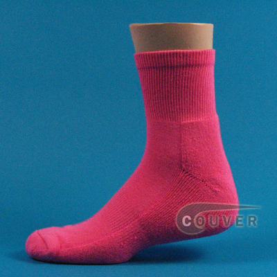 Bright Pink Basketball Quarter Athletic Socks Cushion Sole 3PAIR