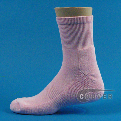 Light Pink Basketball Quarter Athletic Socks Cushion Sole, 3PAIR