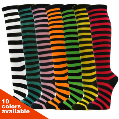 KSTR05 Thinner Striped Non-Athletic Fashion Knee Socks 6PAIRs Pack