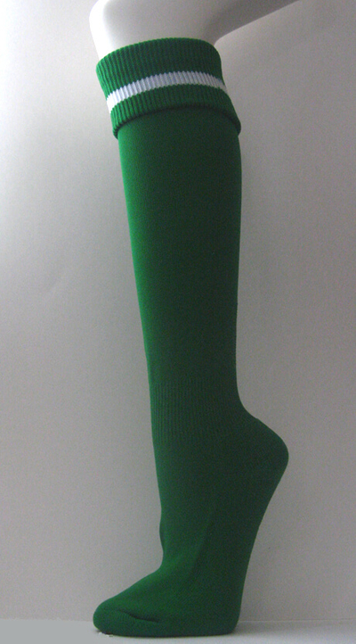 Green with White Stripe Line Soccer Socks Knee High Length [3Pairs]