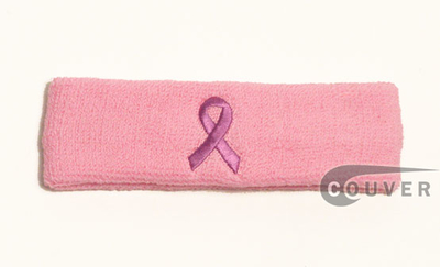 Ribbon Symbol Light Pink Cancer Awareness Sweat Headbands 12PCS