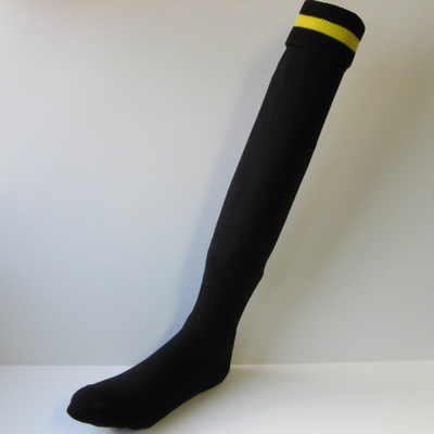 Black Soccer Socks with Yellow Stripe Knee High Length [3Pairs]