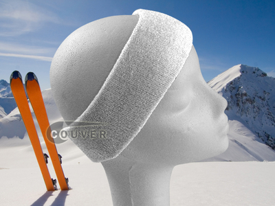 Couver White Ski Snowboard Winter Headbands Wholesale 2PCS
