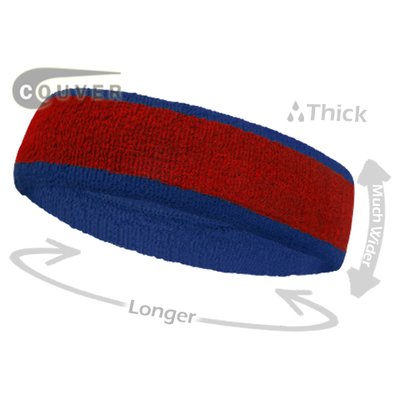 Red with Blue Large  Basketball Head Sweatband 3 PIECES