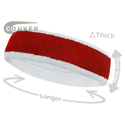 Red with White Large  Basketball Head Sweatband 3 PIECES