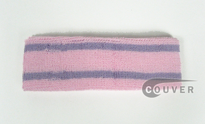Light Pink and Soft Lilac Striped Tennis Couver Head Sweatbands 12PCs