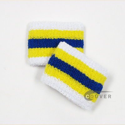 Yellow Blue White 2.5" Stripe Cheap Wristband Wholesale from COUVER 6PRs