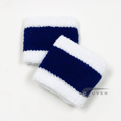 Navy Blue & White Striped Cheap 2.5" COUVER Wristbands Wholesale 6PRs